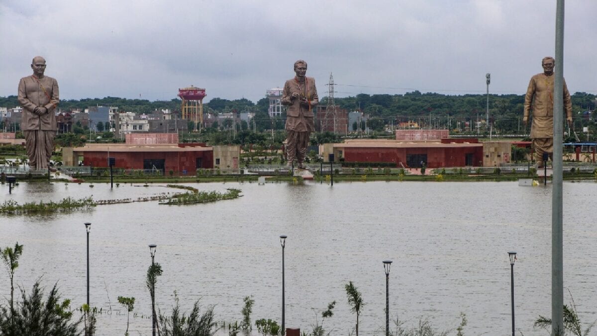 Severe waterlogging and flooding in Lucknow following record-breaking rainfall across Uttar Pradesh.