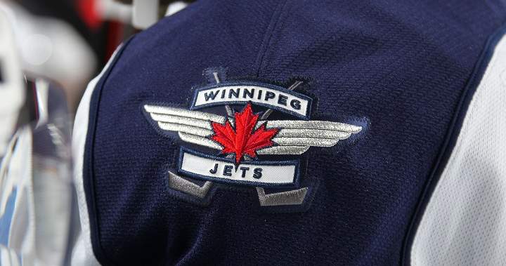 Action shot of Winnipeg Jets during home pre-season game against Edmonton Oilers