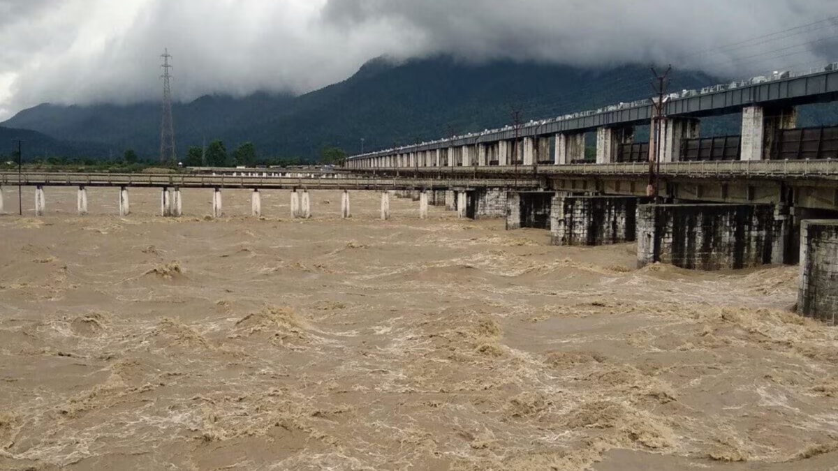 Aerial view of the flood-affected areas in Bihar as the Gandak river surges.