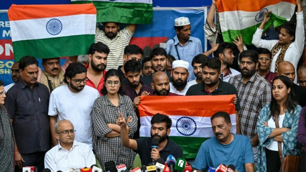 Value: CJP protest in Delhi, Connaught Place under police security and lockdown.