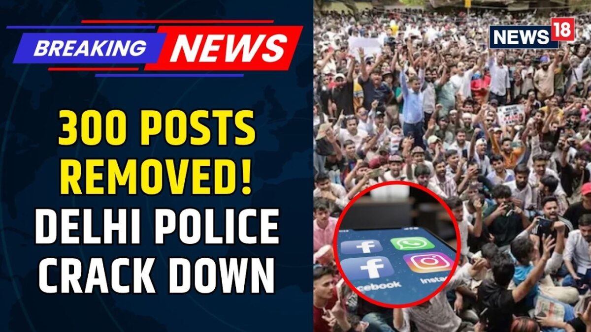 Value: Delhi police officers monitoring social media screens during a period of protest in the national capital.