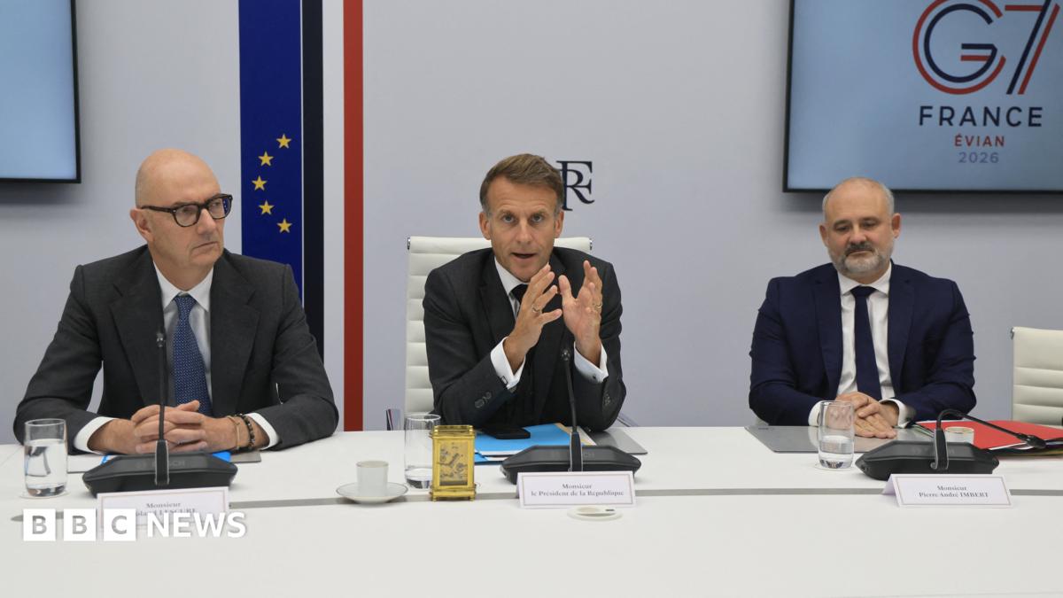 G7 leaders including Emmanuel Macron coordinate on global oil and diesel reserves to combat supply shortages.