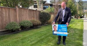 Lumby Mayor Kevin Acton campaigning for both municipal and provincial office.