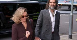 Value: Russell Brand arriving at Southwark Crown Court for the start of his trial regarding sexual assault allegations.