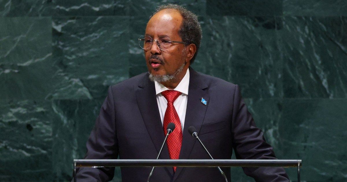 President Hassan Sheikh Mohamud of Somalia speaking on regional security and the rejection of a foreign naval base.